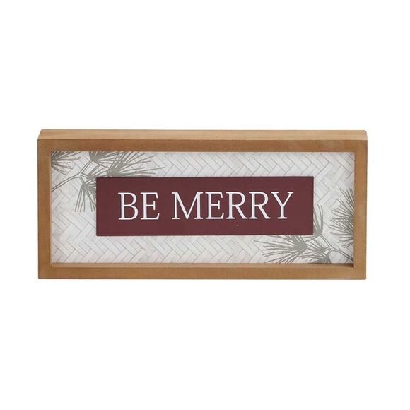 'Be Merry' Wooden Boxtop Tabletop Decoration Christmas Holidays Mantel Shelf NWT - Picture 1 of 6